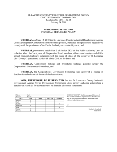 ST. LAWRENCE COUNTY INDUSTRIAL DEVELOPMENT AGENCY CIVIC DEVELOPMENT CORPORATION Resolution No. CDC-11-02-04
