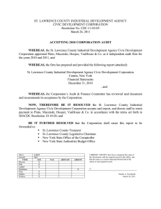 ST. LAWRENCE COUNTY INDUSTRIAL DEVELOPMENT AGENCY CIVIC DEVELOPMENT CORPORATION Resolution No. CDC-11-03-05
