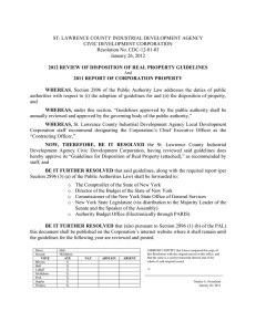 ST. LAWRENCE COUNTY INDUSTRIAL DEVELOPMENT AGENCY CIVIC DEVELOPMENT CORPORATION Resolution No. CDC-12-01-03