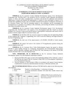 ST. LAWRENCE COUNTY INDUSTRIAL DEVELOPMENT AGENCY CIVIC DEVELOPMENT CORPORATION Resolution No. CDC-12-04-10