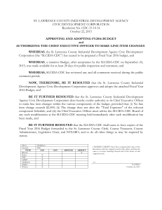 ST. LAWRENCE COUNTY INDUSTRIAL DEVELOPMENT AGENCY CIVIC DEVELOPMENT CORPORATION Resolution No. CDC-15-10-14