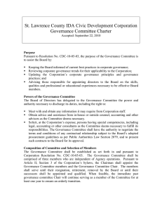 St. Lawrence County IDA Civic Development Corporation Governance Committee Charter