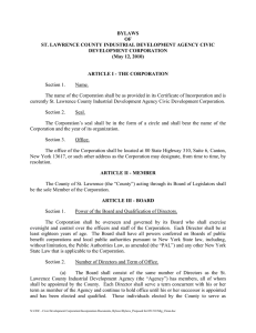 BYLAWS OF ST. LAWRENCE COUNTY INDUSTRIAL DEVELOPMENT AGENCY CIVIC DEVELOPMENT CORPORATION