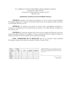 ST. LAWRENCE COUNTY INDUSTRIAL DEVELOPMENT AGENCY Resolution No. IDA-15-03-09