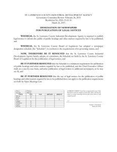 ST. LAWRENCE COUNTY INDUSTRIAL DEVELOPMENT AGENCY Resolution No. IDA-15-03-10