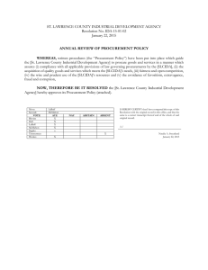 ST. LAWRENCE COUNTY INDUSTRIAL DEVELOPMENT AGENCY Resolution No. IDA-15-01-02 January 22, 2015