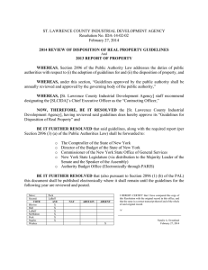 ST. LAWRENCE COUNTY INDUSTRIAL DEVELOPMENT AGENCY Resolution No. IDA-14-02-02 February 27, 2014