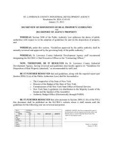 ST. LAWRENCE COUNTY INDUSTRIAL DEVELOPMENT AGENCY Resolution No. IDA-13-01-02 January 23, 2013