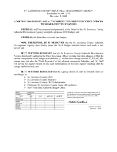 ST. LAWRENCE COUNTY INDUSTRIAL DEVELOPMENT AGENCY Resolution No. 09-12-43 December 1, 2009