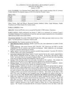 ST. LAWRENCE COUNTY INDUSTRIAL DEVELOPMENT AGENCY MINUTES OF MEETING January 14, 2009