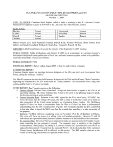 ST. LAWRENCE COUNTY INDUSTRIAL DEVELOPMENT AGENCY MINUTES OF MEETING October 13, 2009