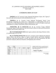 ST. LAWRENCE COUNTY INDUSTRIAL DEVELOPMENT AGENCY Resolution No. 09-07-29 July 29, 2009
