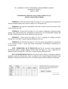 ST. LAWRENCE COUNTY INDUSTRIAL DEVELOPMENT AGENCY Resolution No. 09-08-33 August 12, 2009