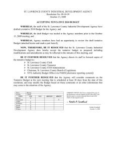 ST. LAWRENCE COUNTY INDUSTRIAL DEVELOPMENT AGENCY Resolution No. 09-10-39 October 13, 2009