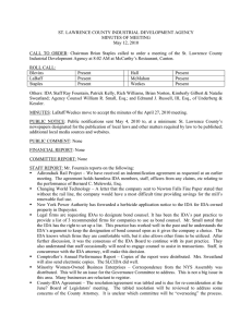ST. LAWRENCE COUNTY INDUSTRIAL DEVELOPMENT AGENCY MINUTES OF MEETING May 12, 2010