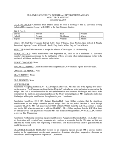 ST. LAWRENCE COUNTY INDUSTRIAL DEVELOPMENT AGENCY MINUTES OF MEETING September 22, 2010