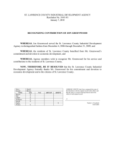 ST. LAWRENCE COUNTY INDUSTRIAL DEVELOPMENT AGENCY Resolution No. 10-01-01 January 7, 2010
