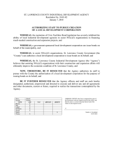 ST. LAWRENCE COUNTY INDUSTRIAL DEVELOPMENT AGENCY Resolution No. 10-01-02 January 7, 2010
