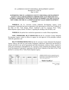 ST. LAWRENCE COUNTY INDUSTRIAL DEVELOPMENT AGENCY Resolution No. 10-05-18 May 12, 2010