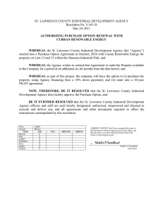 ST. LAWRENCE COUNTY INDUSTRIAL DEVELOPMENT AGENCY Resolution No. 11-05-19 May 24, 2011