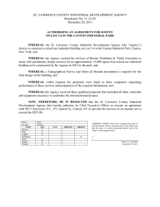 ST. LAWRENCE COUNTY INDUSTRIAL DEVELOPMENT AGENCY Resolution No. 11-12-45 December 20, 2011