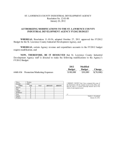 ST. LAWRENCE COUNTY INDUSTRIAL DEVELOPMENT AGENCY Resolution No. 12-01-08 January 26, 2012