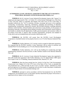 ST. LAWRENCE COUNTY INDUSTRIAL DEVELOPMENT AGENCY Resolution No. 12-07-33 July 11, 2012