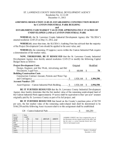 ST. LAWRENCE COUNTY INDUSTRIAL DEVELOPMENT AGENCY Resolution No. 12-12-49 December 11, 2012