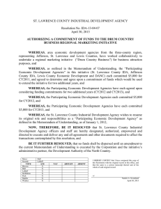 ST. LAWRENCE COUNTY INDUSTRIAL DEVELOPMENT AGENCY  Resolution No. IDA-13-04-07 April 30, 2013