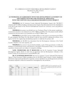 ST. LAWRENCE COUNTY INDUSTRIAL DEVELOPMENT AGENCY Resolution No. IDA-15-06-16 June 25, 2015