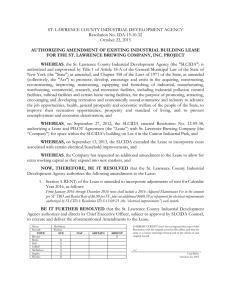ST. LAWRENCE COUNTY INDUSTRIAL DEVELOPMENT AGENCY Resolution No. IDA-15-10-32 October 22, 2015