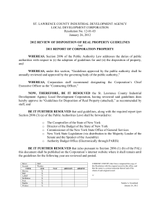 ST. LAWRENCE COUNTY INDUSTRIAL DEVELOPMENT AGENCY LOCAL DEVELOPMENT CORPORATION Resolution No. 12-01-03