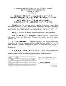 ST. LAWRENCE COUNTY INDUSTRIAL DEVELOPMENT AGENCY LOCAL DEVELOPMENT CORPORATION Resolution No. 10-05-12