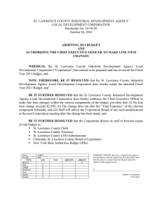 ST. LAWRENCE COUNTY INDUSTRIAL DEVELOPMENT AGENCY LOCAL DEVELOPMENT CORPORATION Resolution No. 10-10-20