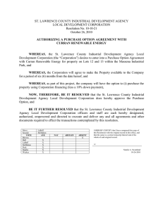 ST. LAWRENCE COUNTY INDUSTRIAL DEVELOPMENT AGENCY LOCAL DEVELOPMENT CORPORATION Resolution No. 10-10-21