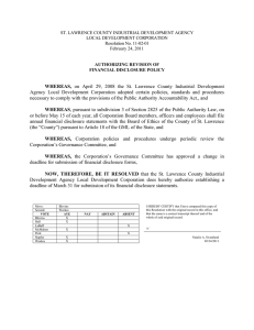 ST. LAWRENCE COUNTY INDUSTRIAL DEVELOPMENT AGENCY LOCAL DEVELOPMENT CORPORATION Resolution No. 11-02-01