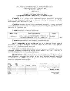 ST. LAWRENCE COUNTY INDUSTRIAL DEVELOPMENT AGENCY LOCAL DEVELOPMENT CORPORATION Resolution No. 11-04-10