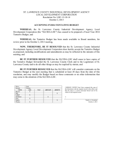 ST. LAWRENCE COUNTY INDUSTRIAL DEVELOPMENT AGENCY LOCAL DEVELOPMENT CORPORATION Resolution No. LDC-13-10-14