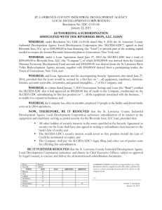 ST. LAWRENCE COUNTY INDUSTRIAL DEVELOPMENT AGENCY LOCAL DEVELOPMENT CORPORATION Resolution No. LDC-15-01-04