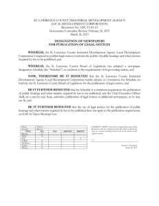 ST. LAWRENCE COUNTY INDUSTRIAL DEVELOPMENT AGENCY LOCAL DEVELOPMENT CORPORATION Resolution No. LDC-15-03-10