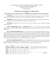 ST. LAWRENCE COUNTY INDUSTRIAL DEVELOPMENT AGENCY LOCAL DEVELOPMENT CORPORATION Resolution No. LDC-15-10-23