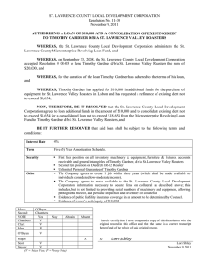 ST. LAWRENCE COUNTY LOCAL DEVELOPMENT CORPORATION Resolution No. 11-30 November 9, 2011