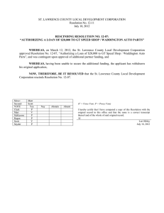 ST. LAWRENCE COUNTY LOCAL DEVELOPMENT CORPORATION Resolution No. 12-11 July 18, 2012