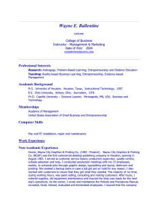 Wayne E. Ballentine Professional Interests Academic Background