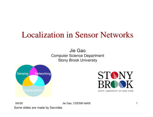 Localization in Sensor Networks Jie Gao Computer Science Department Stony Brook University