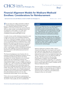 Brief Financial Alignment Models for Medicare-Medicaid Enrollees: Considerations for Reimbursement