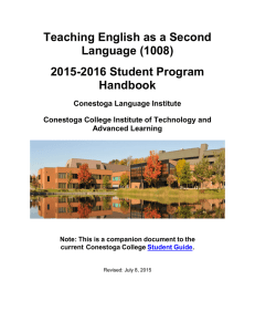 Teaching English as a Second Language (1008) 2015-2016 Student Program Handbook