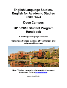 English Language Studies / English for Academic Studies 0389, 1324 Doon Campus