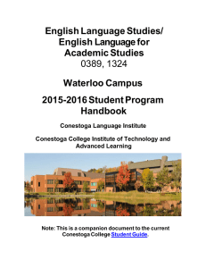 English Language Studies/ English Language for Academic Studies Waterloo Campus