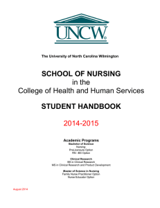 SCHOOL OF NURSING STUDENT HANDBOOK in the College of Health and Human Services